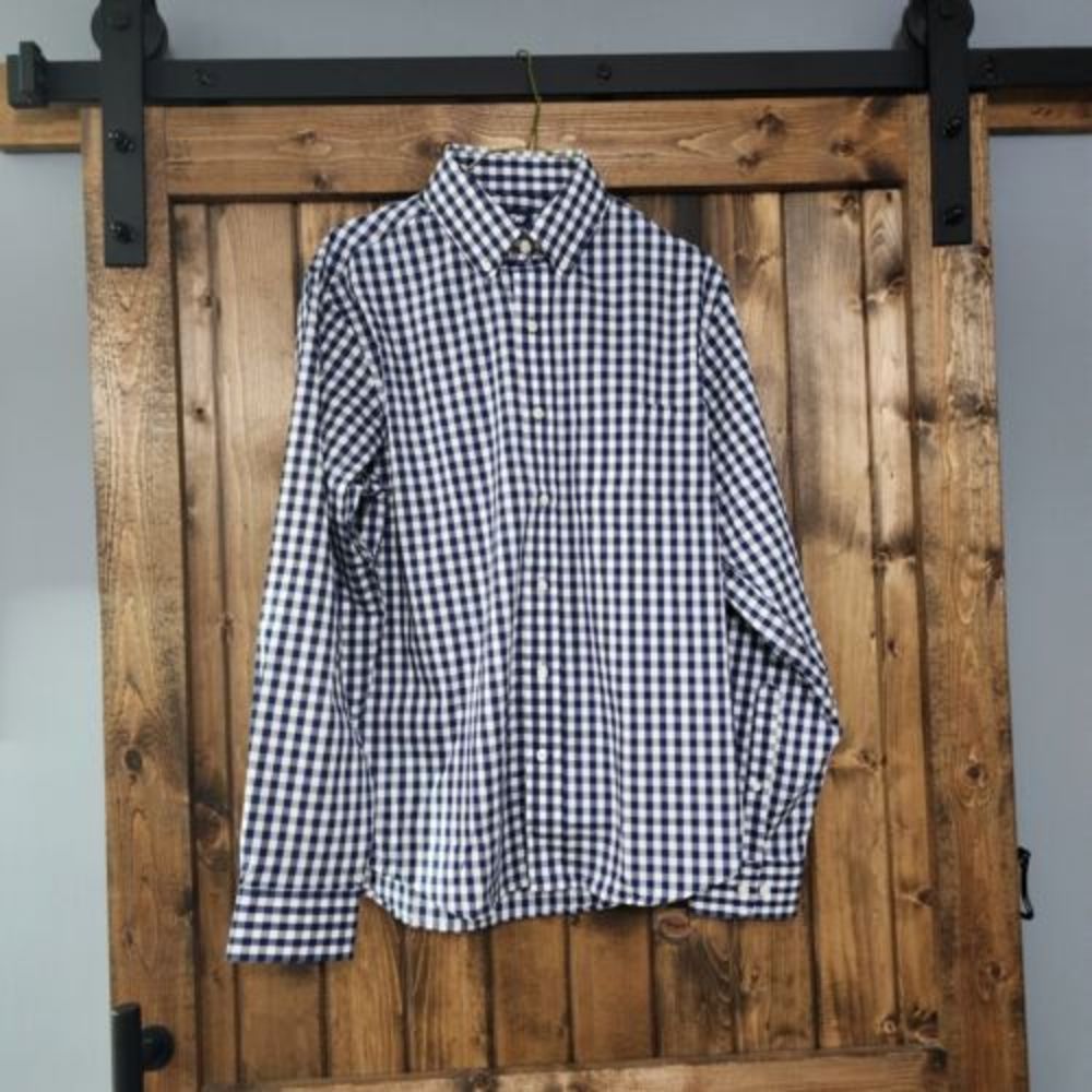 MENS LANDS‎ END COOLMAX LONG SLEEVE NWT BLUE CHECKERED SHIRT